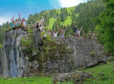 Erinnerungsfoto an das Weimaraner-Wochendende in den Alpen